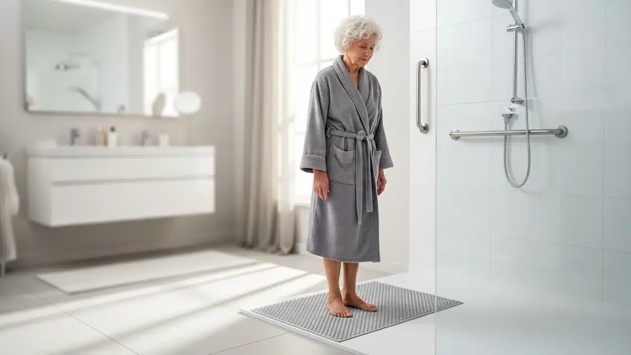 anti slip mats seniors using in bathroom for fall prevention